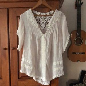 Papaya top lace trimmed top